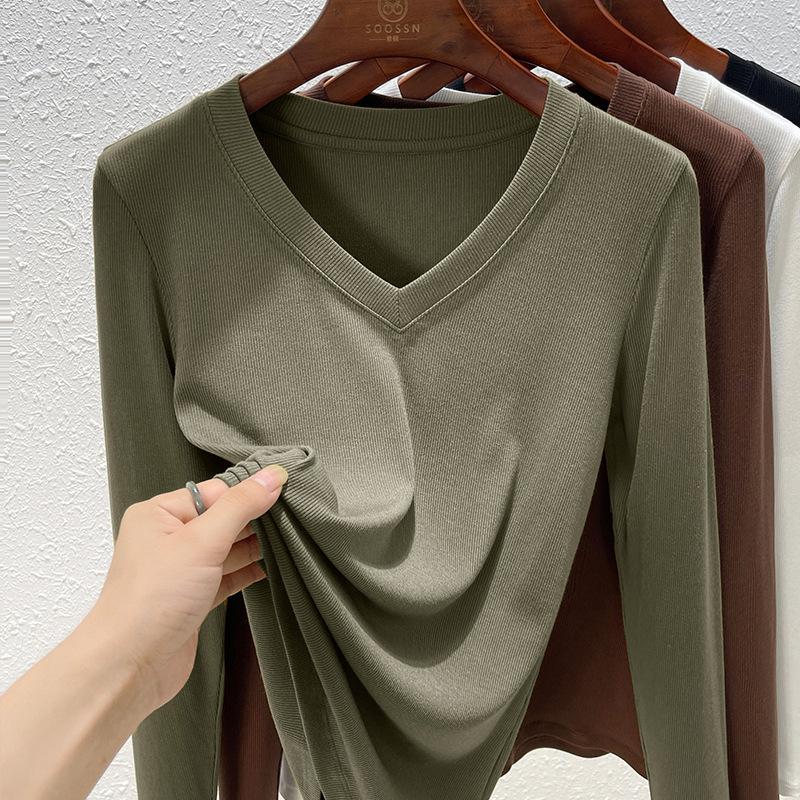 Black Women's Long-sleeved Summer New Half-sleeved Slim-fit T-shirt Simple Versatile Top Women