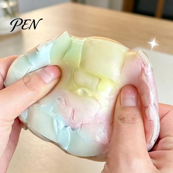 Rainbow Gradient Stress Ball Wax Cracking Squeeze Toy, Fidget Soft Relief Crispy with Protective Cover, Party Favors Durable Toy