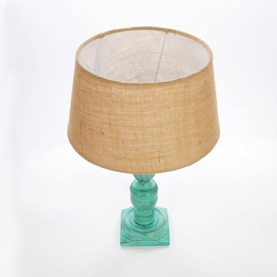 50 Cm Rustic Algae French Trophy Carved Table Lamp With Jute Shade Beige, Wood, Pack of 1 Bedroom, Living, Dinning Room, Home Office Decoration