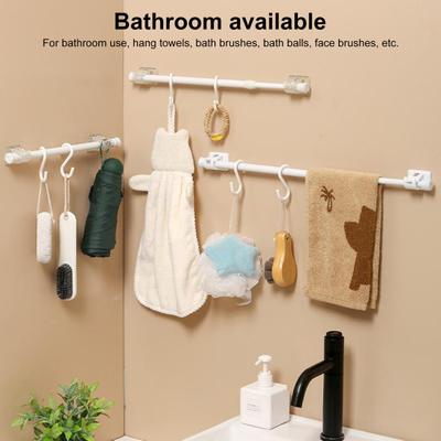 Yousheng Curtain Rod No Drilling Self Adhesive Telescopic Drapery Rod Anti-slip Anti-rust Bedroom Kitchen Curtain Rod Holders Clothes Drying Rod