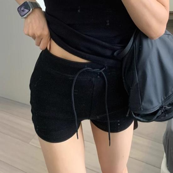 Women Sport Shorts Elastic Waistband Adjustable Drawstring Summer Outdoor Shorts Low-rise Gym