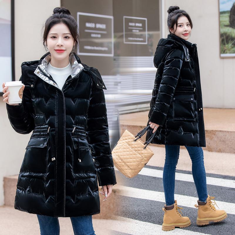 New Winter Padded Jacket Women's Mid-length Shiny Korean Loose Cotton Jacket Warm and Thickened Down Padded Jacket