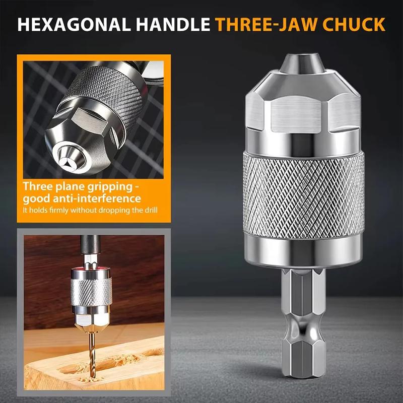 Professional Converter Hex Shank for Woodworking Drill Chuck Adapter Quick Change Pneumatic Drill Chuck 3-Jaw Hex Shank Chuck