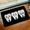 1pc WELCOME Black and White Tooth Graphic Doormat,, for Dental/Office/Clinic, for Living Room, Bathroom, Laundry Room