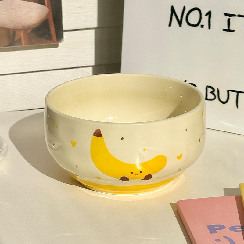 Ins Cute Ceramic Rice Bowl High Value Fruit Dessert Bowl Tableware Set Gift Box Housewarming Gift