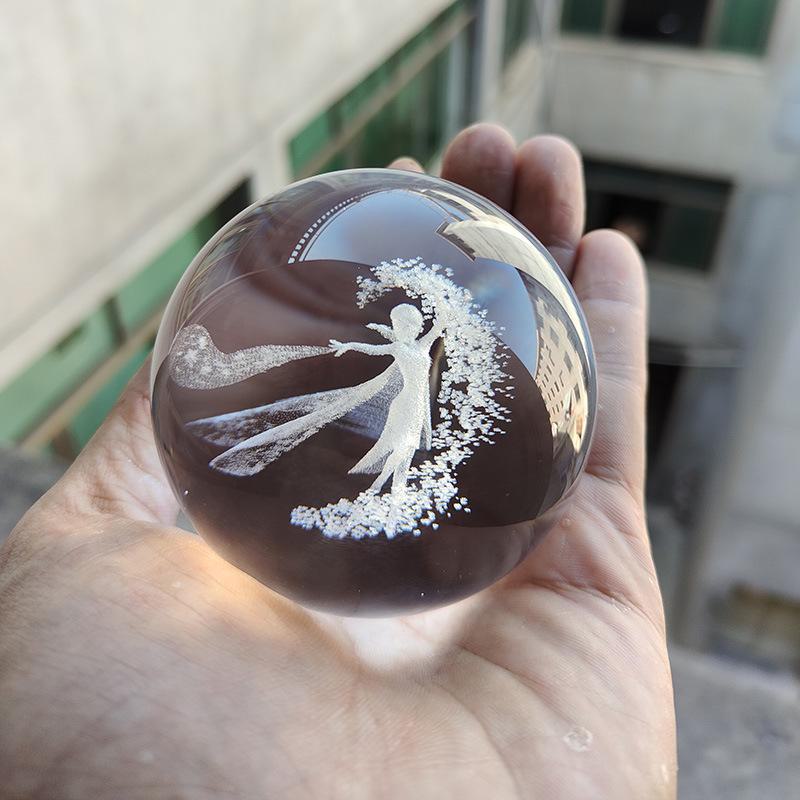 "40 Crystal Ball Ornaments: Rainy Day Clouds, Sun, Galaxy Design - Laser Engraved Cube for Home Decor and Gifts"
