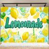 A Vibrant Lemonade Stand Decoration with a Background Cloth Is Perfect for Shooting Holiday Party Photos and Party Banners
