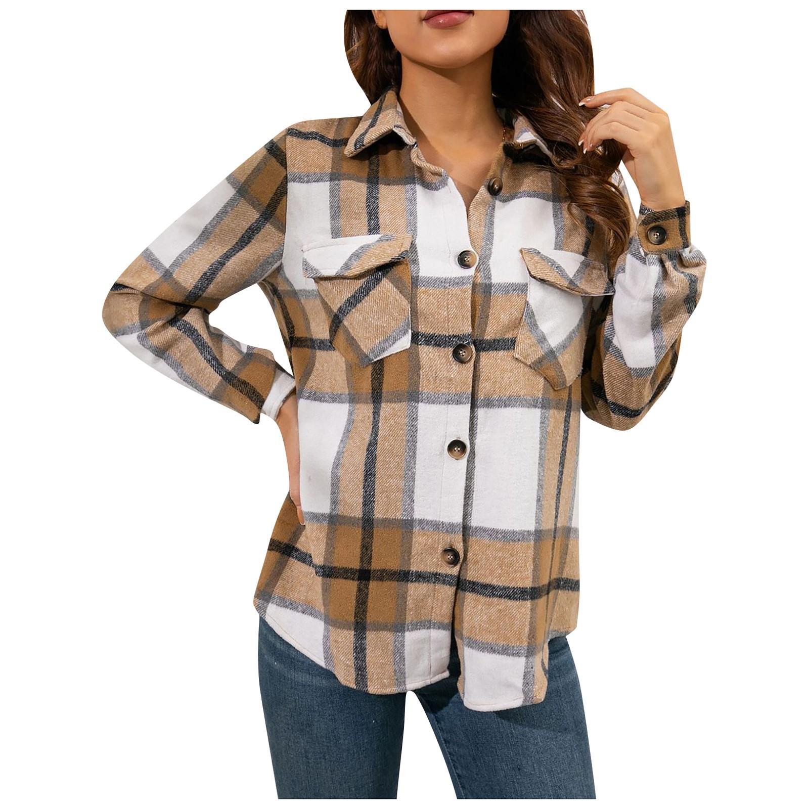 

Модная женская повседневная свободная шерстяная плюшевая клетчатая куртка-рубашка с длинными рукавами M жёлтый