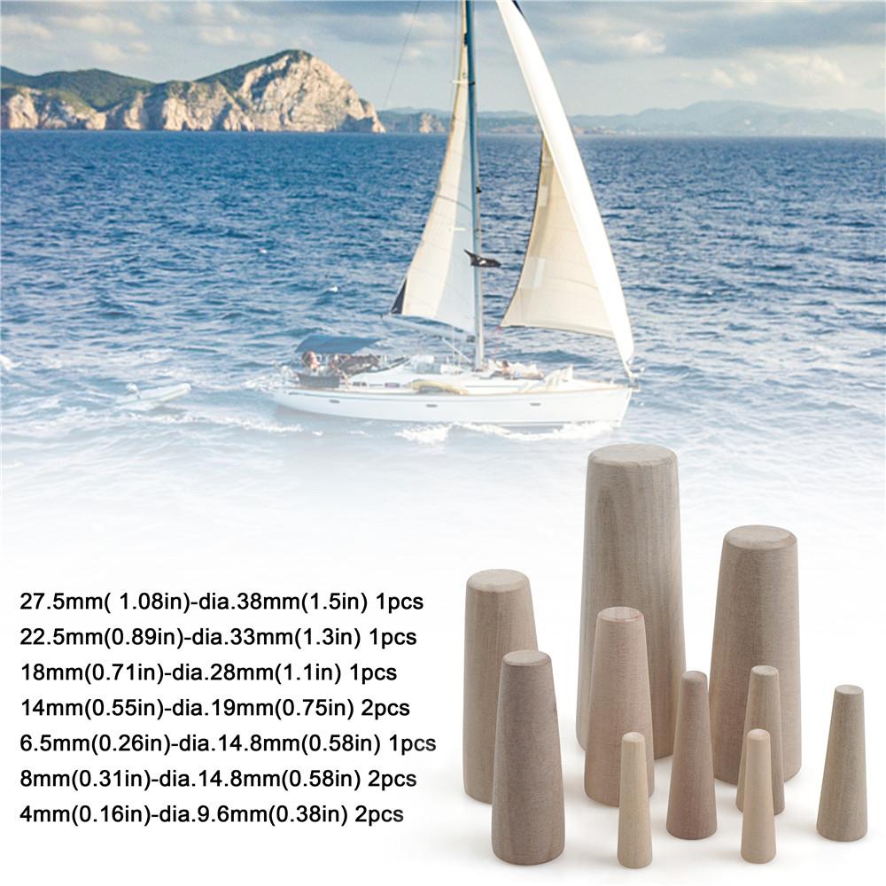 10Pcs Wooden Hole Plugs Kit 7 Sizes Marine Tapered Conical Drain Stopper scupper plugs for boats Yacht Parts and Accessories 7