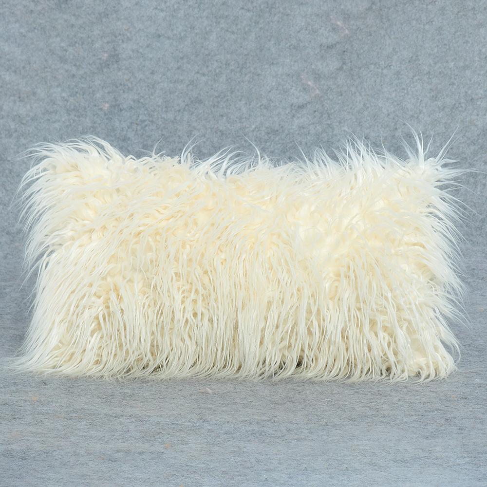 12 X 20 Inch 30 X 50 Cm Decorative New Luxury Series Style Grey Faux Fur Throw Pillow Case Cushion Cover for Sofa Bedroom Car