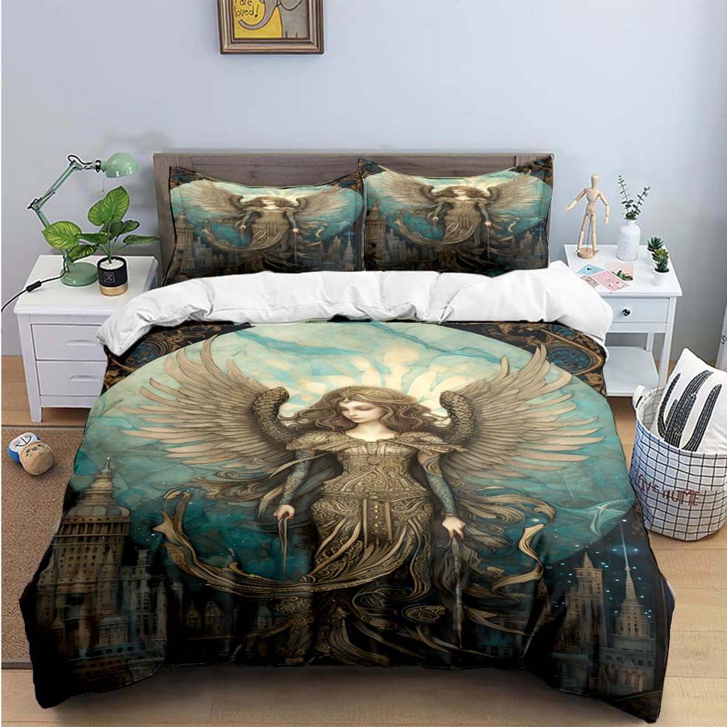 Comforter Exquisite Angel Wings Printed Bedding Sets Exquisite Set Bed Comforter Set Bedding Set Luxury Birthday Gift