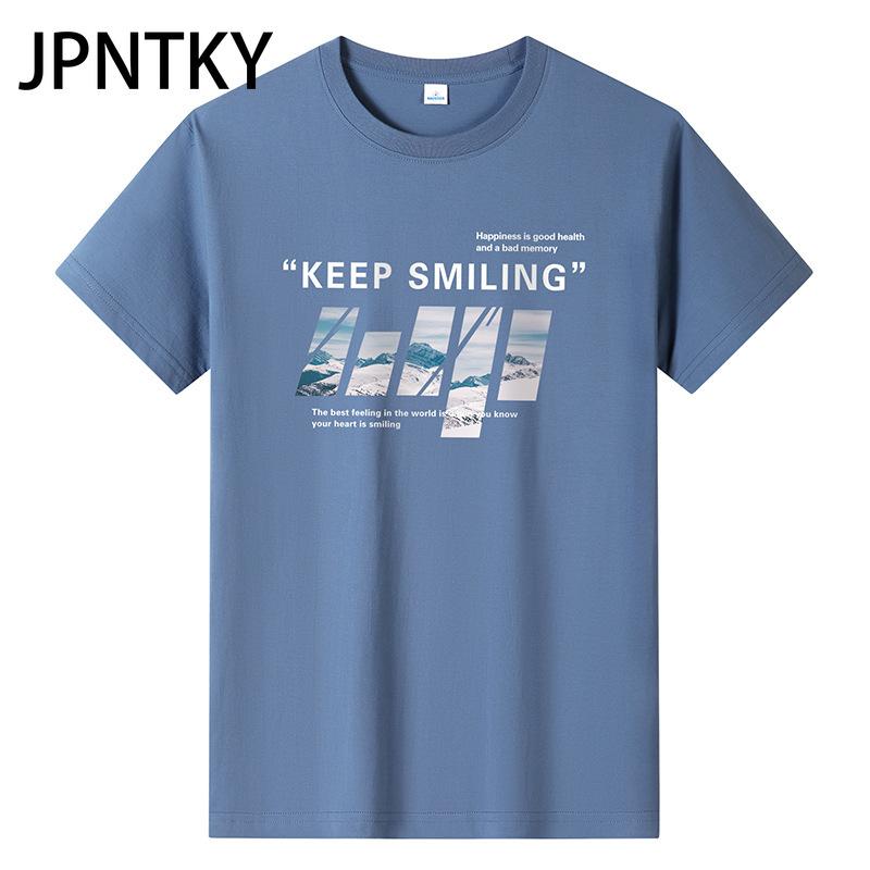 

JPNTKY Хлопковая футболка с коротким рукавом, мужская модная свободная рубашка с коротким рукавом, напечатанная сострадательная рубашка XXXXXXL ucla синий