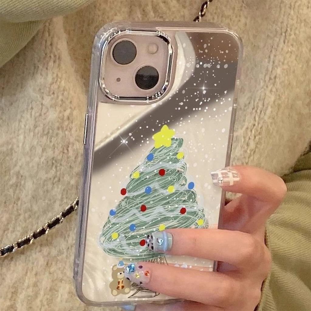 Cartoon New Style with Mirror, Cute and Anti-fall for Apple 15pro for Apple Shell Mirror Phone Case Electroplating High-end
