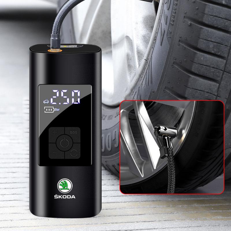 1pc Portable Car Inflation Pump Charging Air Pump Tire Inflator For Skoda Octavia Superb Rapid Kodiaq Karoq Fabia Kamiq Roomster Citigo