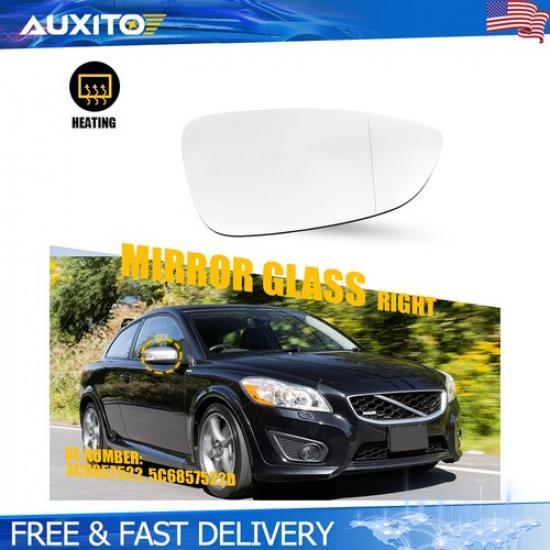 Right Side Heated Mirror Glass Passenger for Volkswagen Eos 2009-2016 Roadster