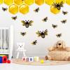 24pcs 3D Bee Decorative Double Glitter Bee Sticker Wall Decor Realistic Shiny Decor Decal For Family Party Classroom Outdoor Theme Decoration