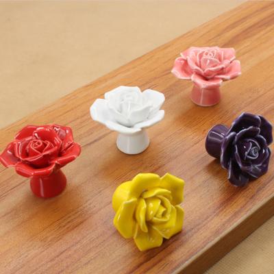 Keramik Rosenblume Modeknöpfe Schublade Schranktür Porzellan Griff