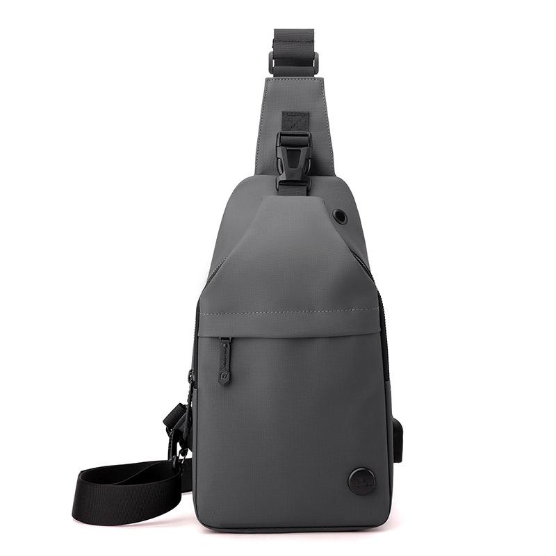 New Men's Oblique Span Chest Bag Lightweight Waterproof Shoulder Bag Multifunctional USB Charging Interface Chest Bag