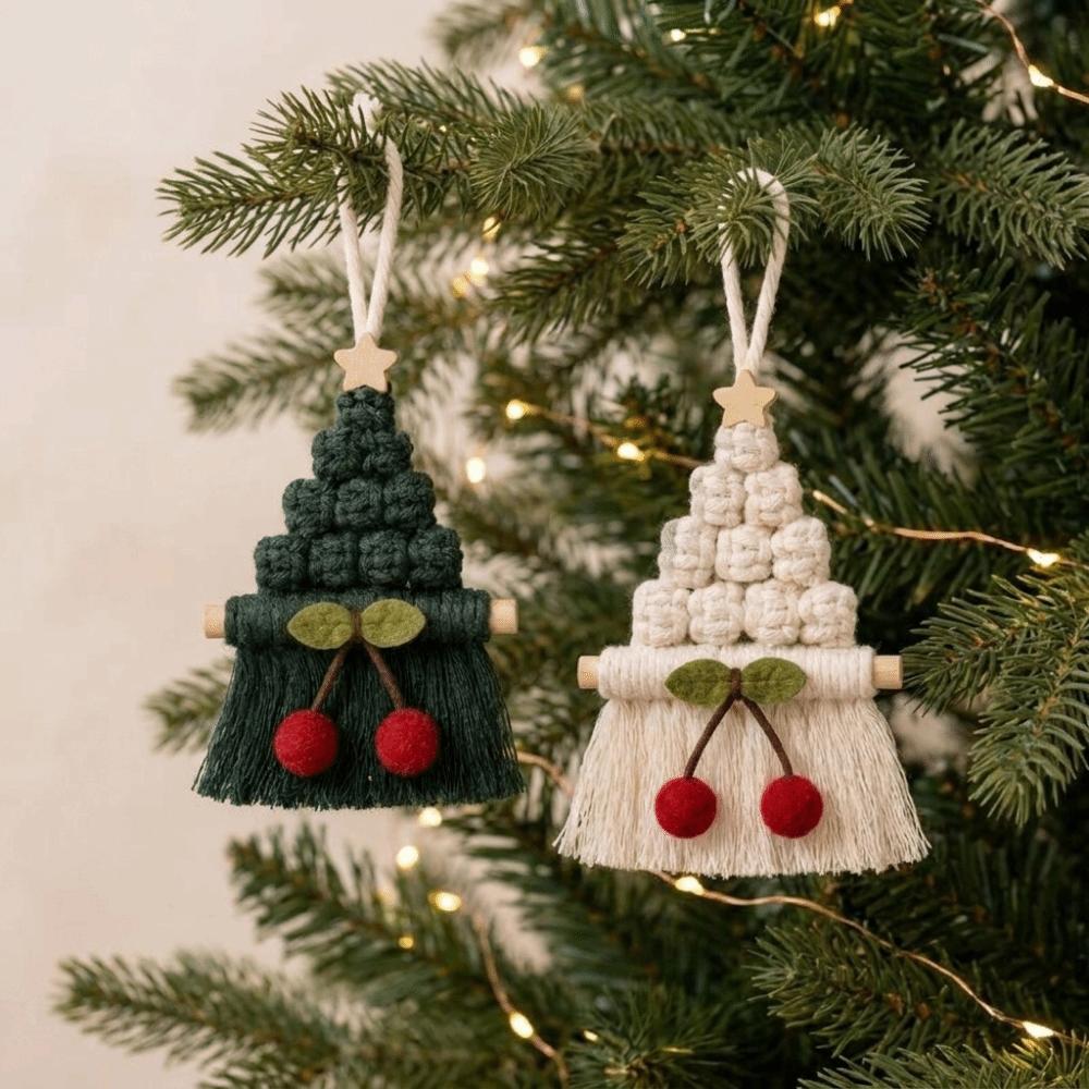 Hand Woven Xmas Tree Hanging Pendant Cotton Christmas Door Hanging  Holiday Party Decoration