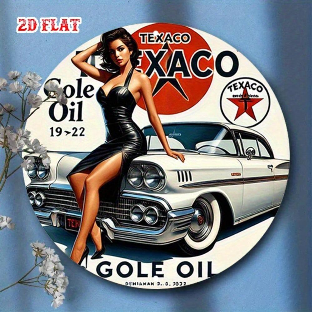 Vintage Texaco Tin Sign Retro Car Garage Metal Wall Art 7.87 Inch Indoor Outdoor Decor