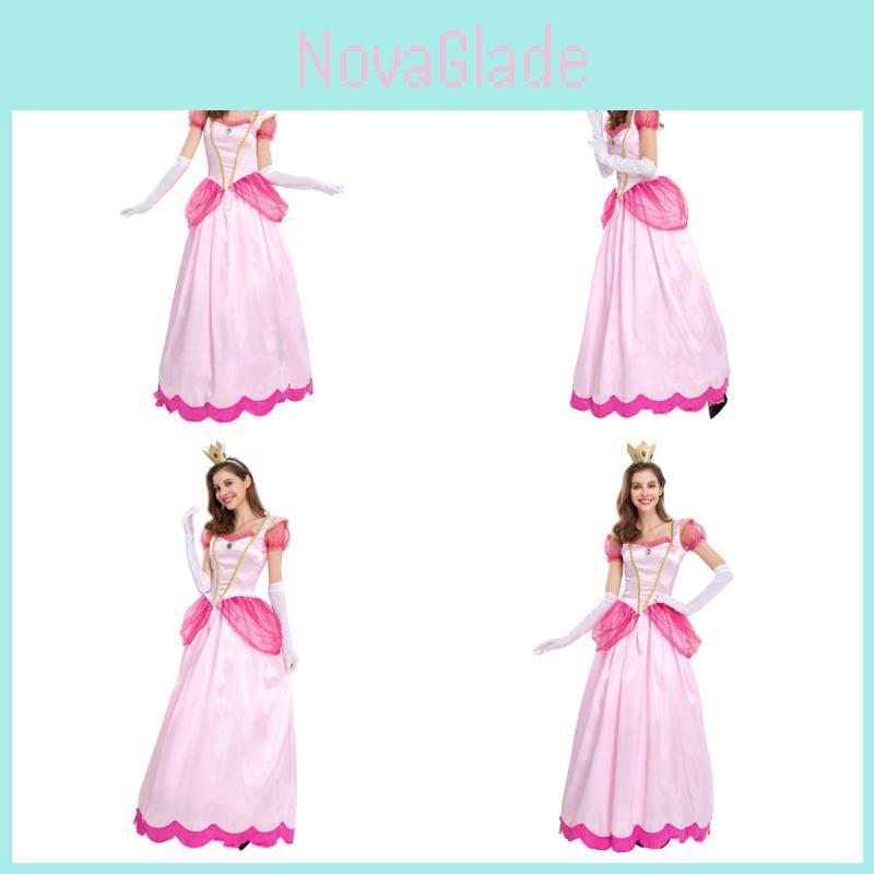 Mario Prinzessin Kostümkleid mit Lycra-Stoff für Halloween-Bühnenauftritte