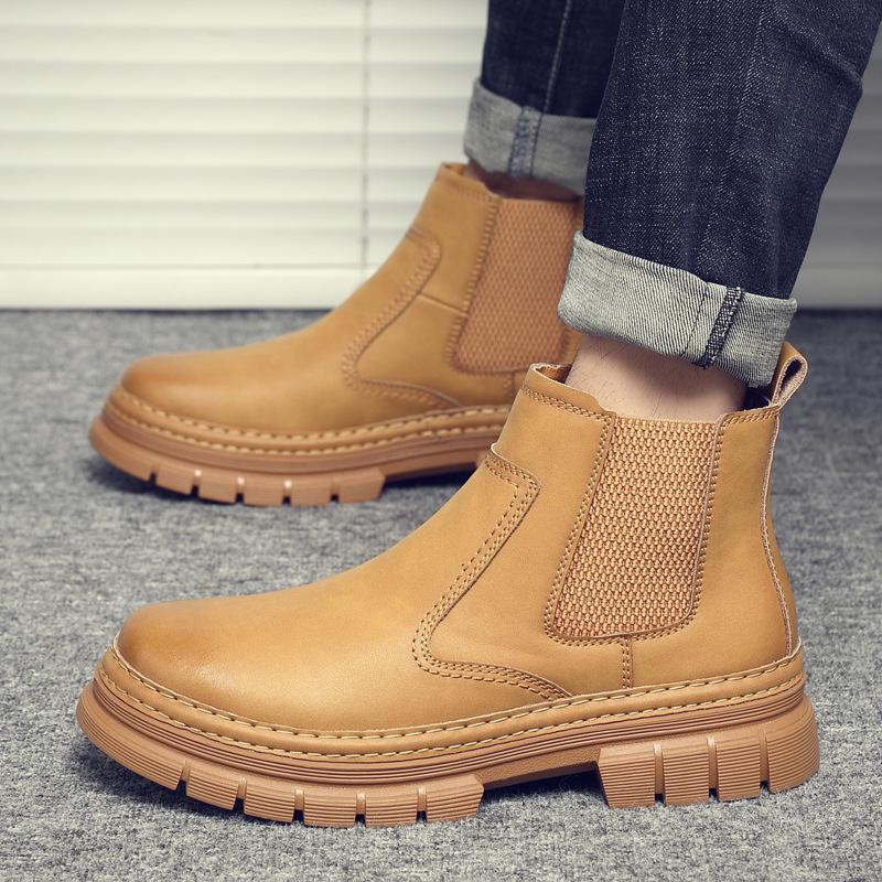 2024 Herren Echtleder Martin Stiefel: Retro Britische Chelsea Mid-Cut Freizeitschuhe