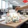 2D Flat, 1pc Tissue Box, Printed On Both Sides, Modern Artistic Tissue Box Lanterns Print Durable Polyester Fabric for Home, Office, Car, Party Ramada