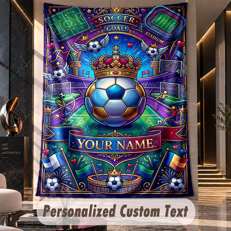Soccer (144) Theme Custom Tapestry Personalized Custom Name Text Wall Hanging Tapestry Home Decor Background Cloth
