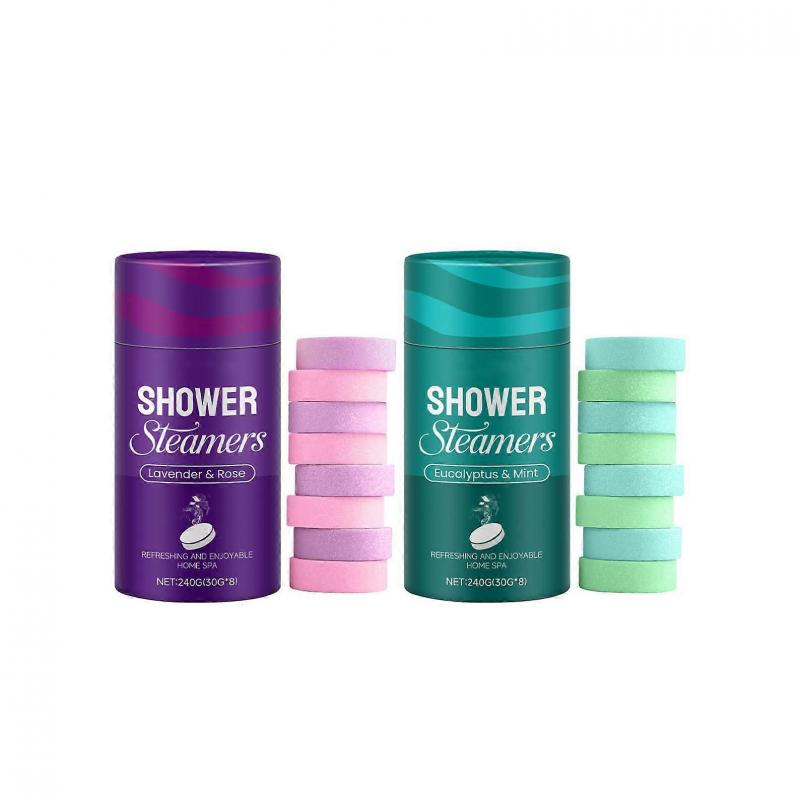 Lavender Eucalyptus Shower Steamers Set of 8 Aromatherapy Tablets for Relaxing Moisturizing Cleanse