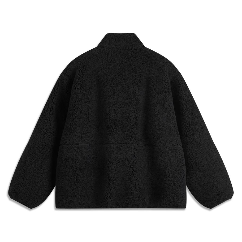 Li Ning Sports Fashion Series American Vintage Casual Simple Versatile Windproof Loose Fleece Jacket Unisex Jacket Black AFDUC95-8