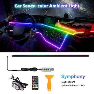 6/10/14/18 In 1 Car Ambient Light 64 Colors RGB Symphony Streamer Acrylic Hidden Music LED Strip Atmosphere Lamp Kit APP Control
