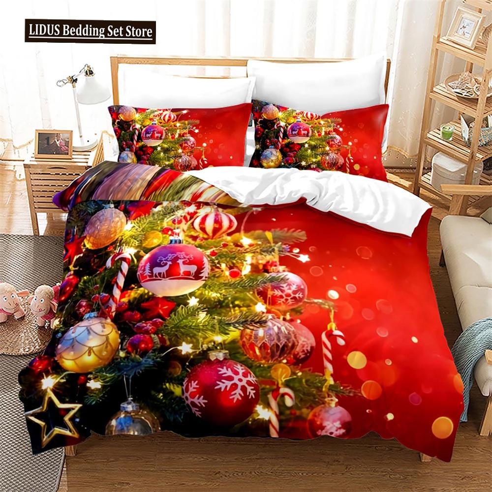 Weihnachts-Bettbezug-Set King Queen Full Size Winterthema Schneemann-Muster Polyester Bettdeckenbezug für Kind Festivalgeschenk