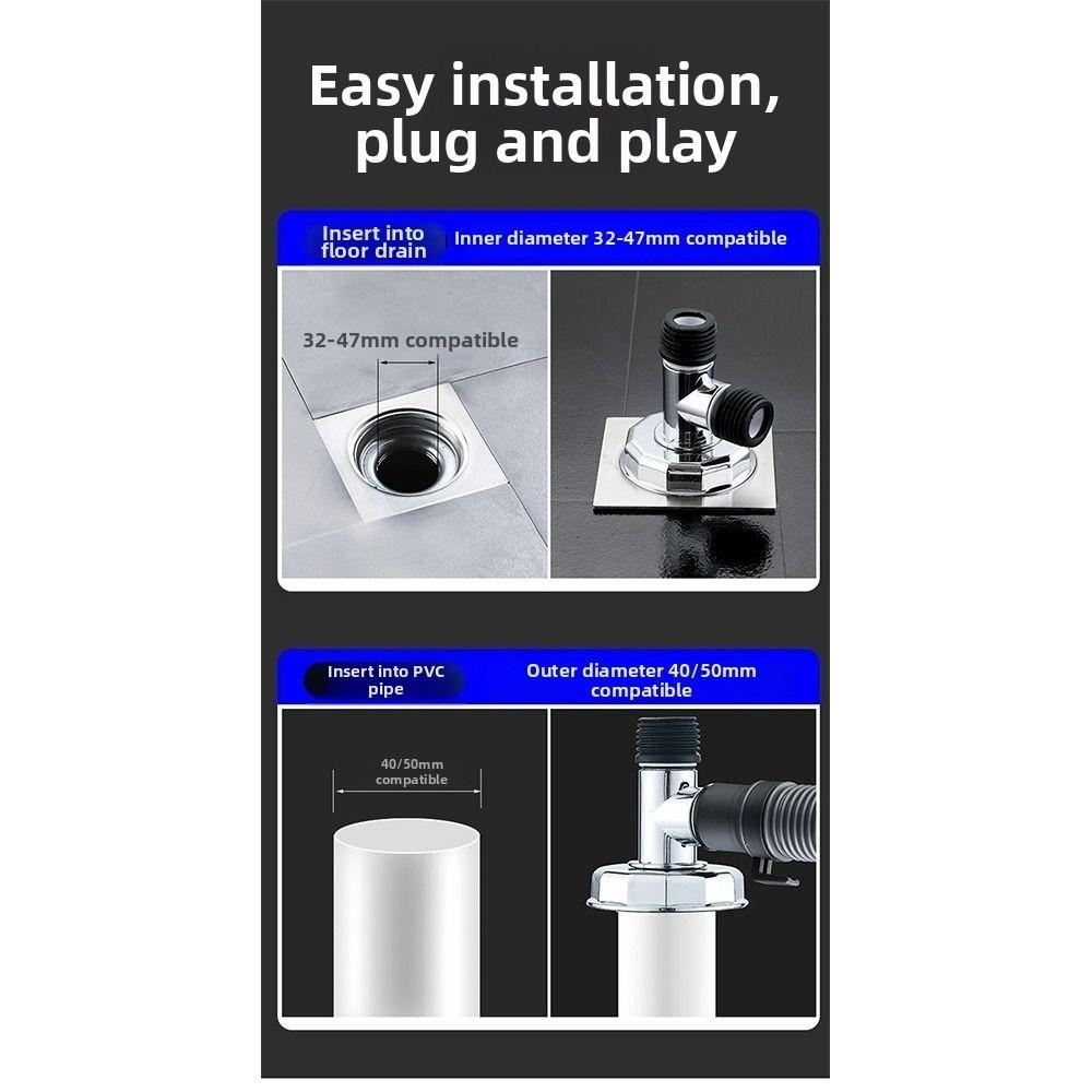Metal Washing Machine Drain Connector Dual Outlet Waste Pipe Adapter Washing Machine Drainage