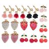 2pcs Stainless Steel 3D Stereoscopic DIY Jewelry Accessories Keychain Necklace Pendant Pendant Cherry Strawberry Craft Supplie