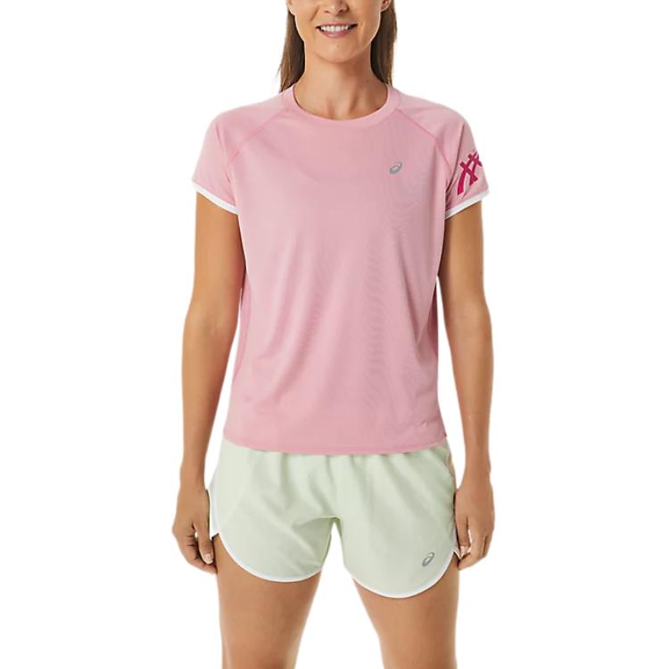 Asics Round Neck Pullover Quick-Dry Sports Short Sleeve T-Shirt Women Tops Pink 2012C821-705
