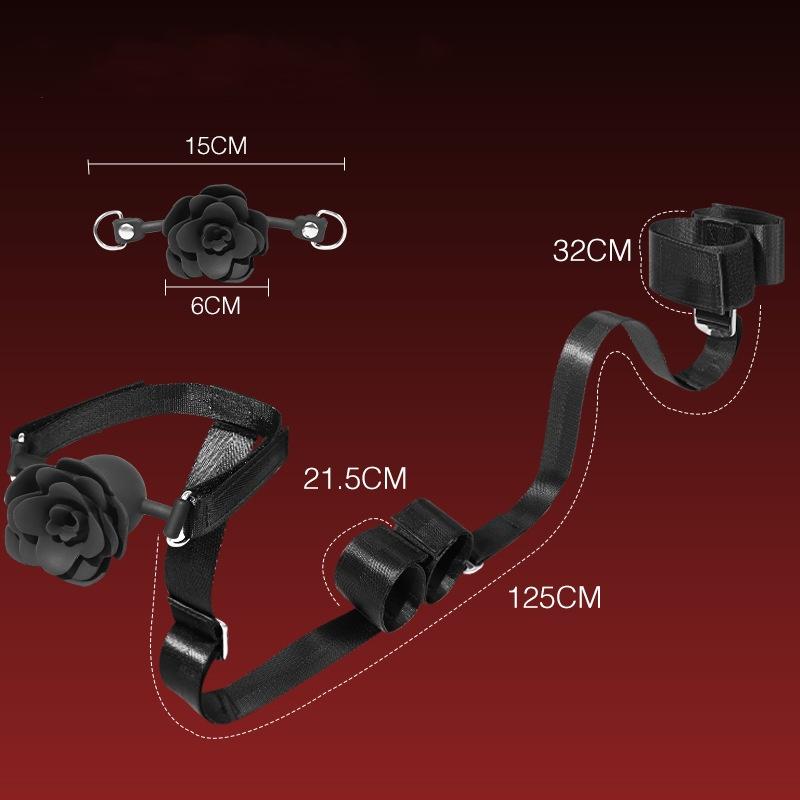 Sex Bondage Set Handcuffs + Footcuffs + Gag SM BDSM Dog Bones Silicone Gag Balls Drooling Sex Furniture Couple Play Toys Cosplay