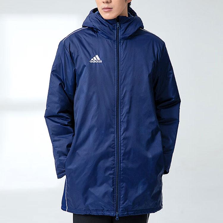 Adidas Solid Color Logo Casual Windproof Warm Cotton Jacket Men Jackets Blue CV3747