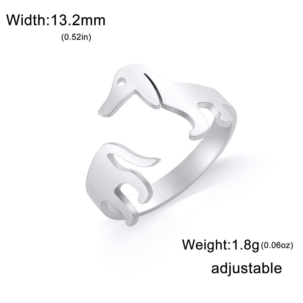 

My Shape Cute Dachshund Rings for Women Stainless Steel Open Rings Animal Puppy Dog Finger Ring Fashion Jewelry Gifts for Kids resizable