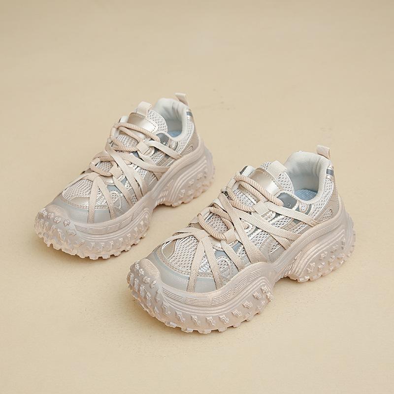 

Niche design dirty dad shoes women s summer 2025 mesh breathable heightening retro non-slip tire sneakers 40 шампанского