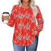 Dámské topy plus size košile s dlouhým rukávem kulatý výstřih splývavá tunika ležérní volná halenka L-5X