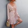 Women's Boho Polka Dot Print V-Neck Long Sleeve Dress