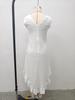 2026 European & American Romantic V-neck Sleeveless Ruffle Hem Cotton Linen Long Dress