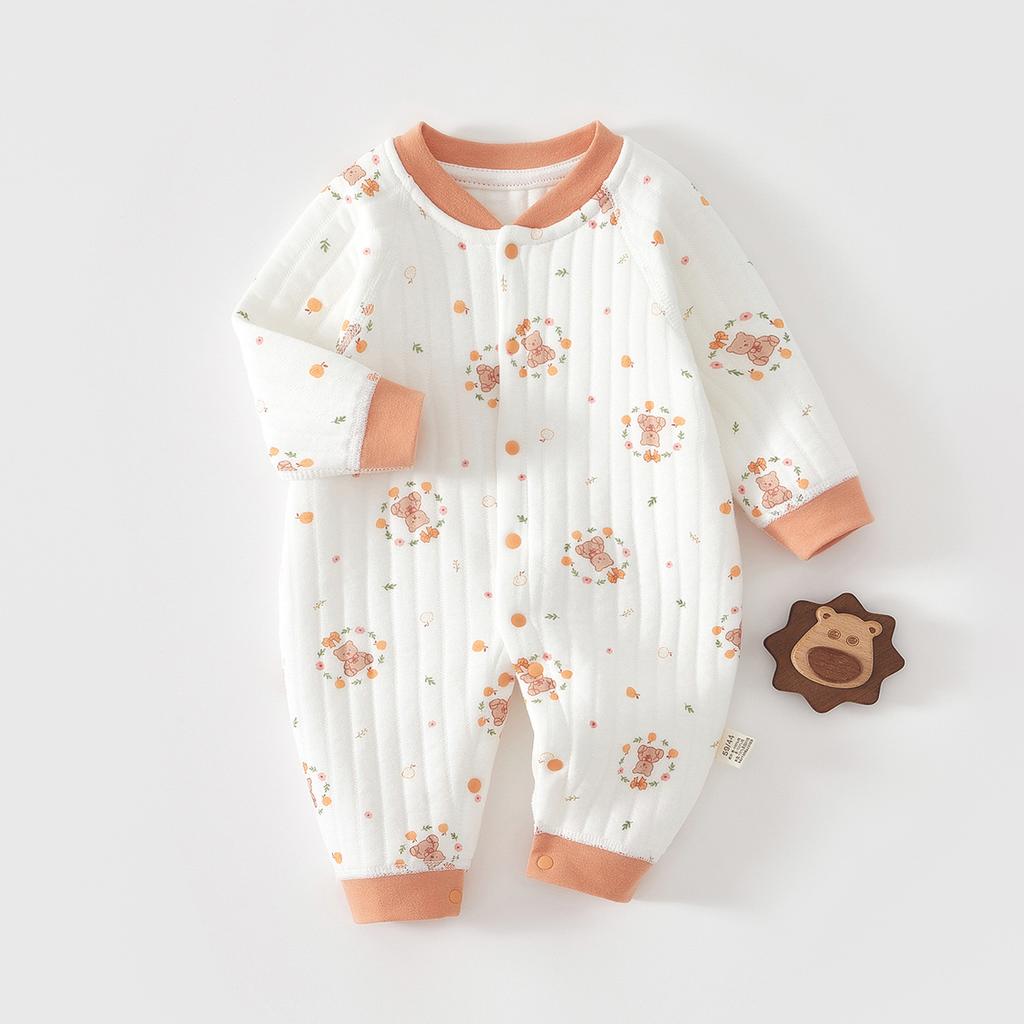 Newborn Baby Clothes Warm Cotton Quilted Romper Long Sleeve Infant Onesie Autumn Winter Thickened Outfit