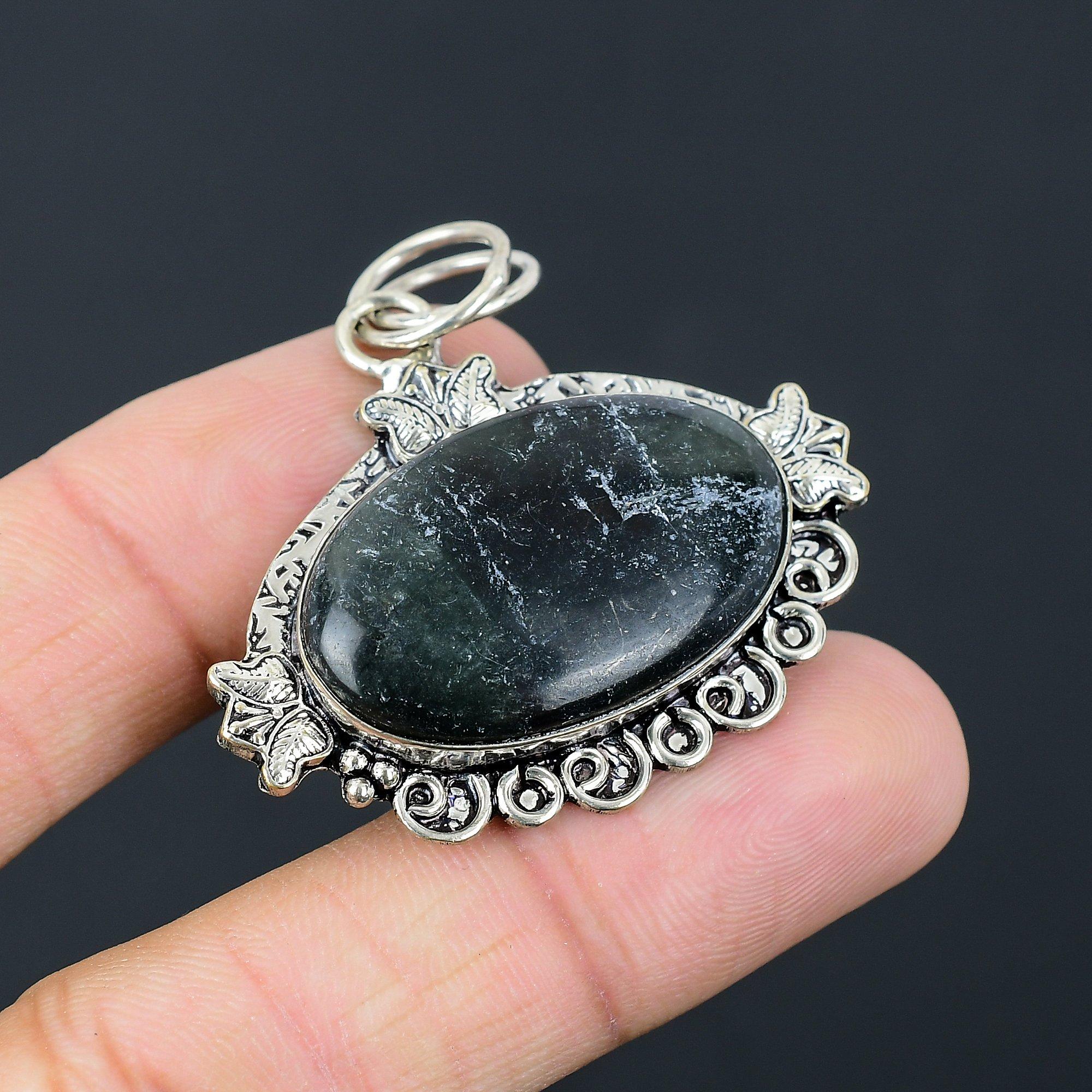 Natural Nepharite Gemstone Indian Jewelry 925 Sterling Silver Pendant For Women
