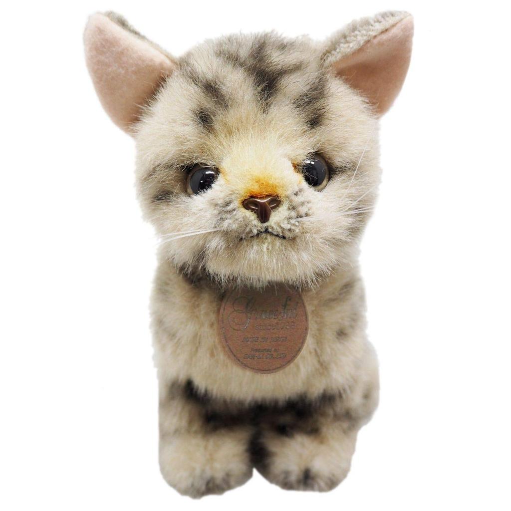 Sanei Boeki Graceful Cat (Made in Japan) Sitting American Shorthair Brown Plush Toy, Total Length 20.5cm I-6852