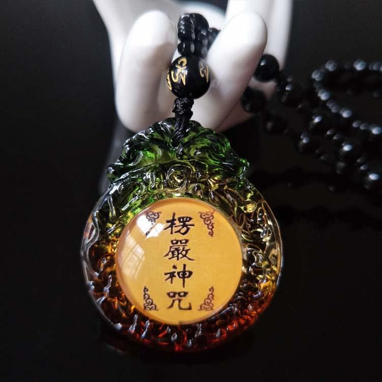 New glazed Shurangama mantra pendant pendant, scripture protection, men's and women's necklaces