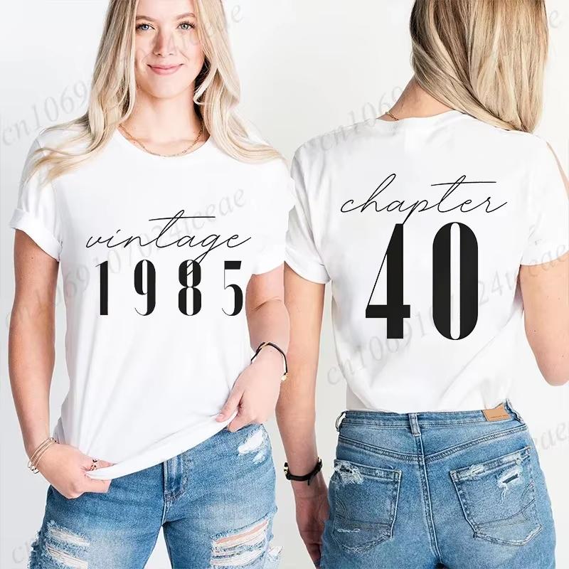 Tshirts for Women Classic 40th Milestone Best Friend Classic Tshirts for Women Vintage 40th Birthday Year Tops Streetwear Women