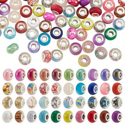 5/10/20pcs Resin Material European Large Hole Beads Creative Random Pattern Decorative Beads DIY Bracelet Necklace Earrings Keychain
