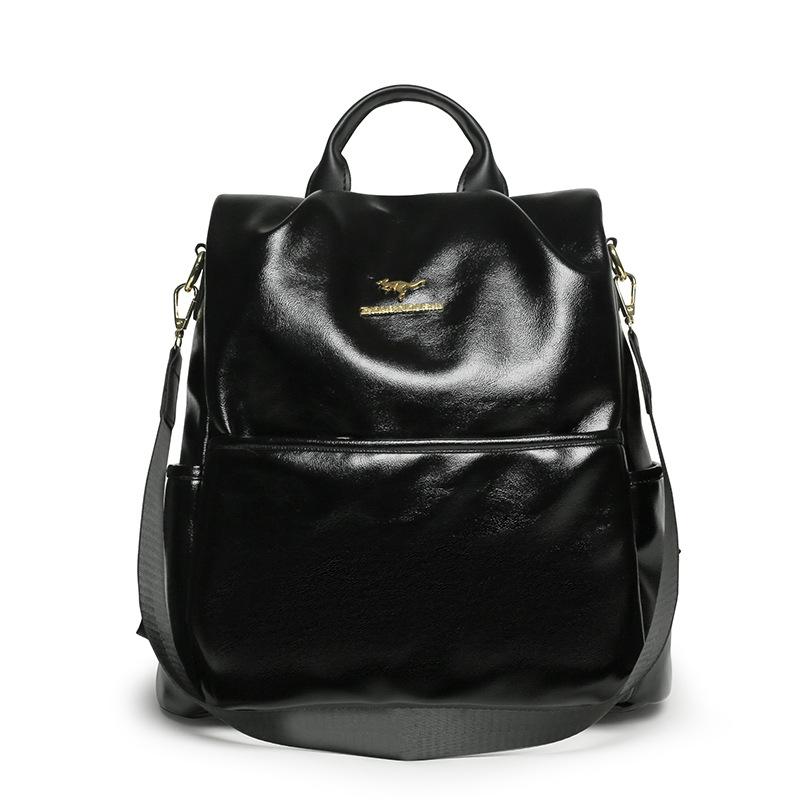 

Solid color backpack women s new trendy commuter backpack large capacity travel bag чёрный