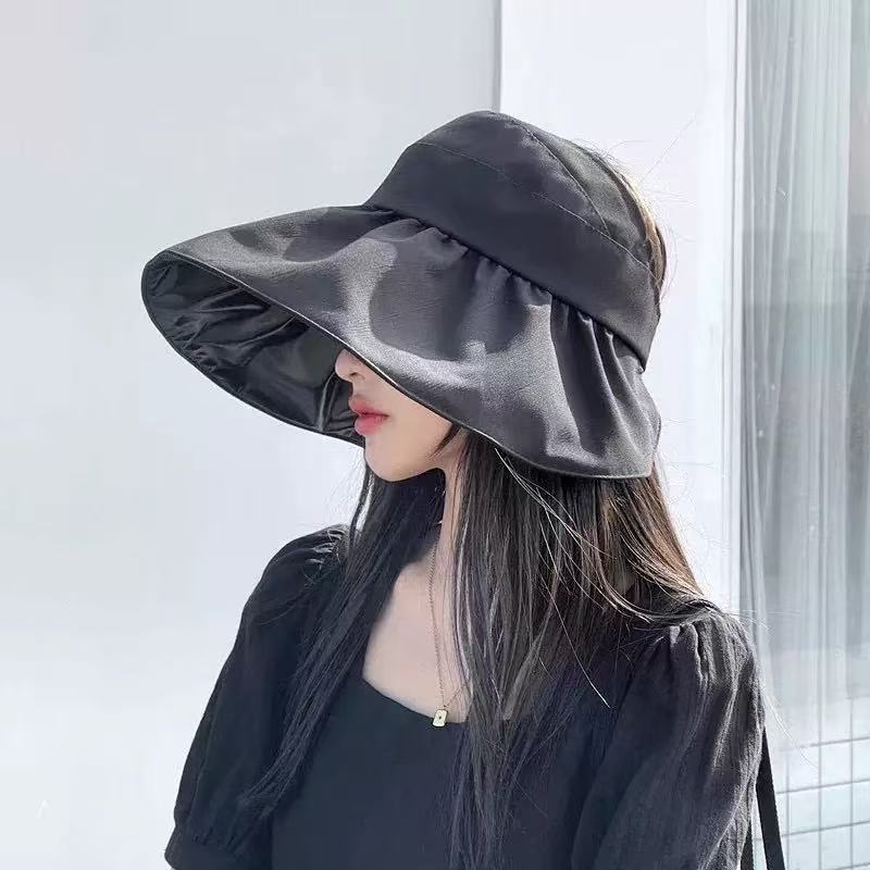 

Vinyl empty top sunscreen fisherman hat children spring and summer new outdoor travel anti-ultraviolet face cover big brim sun hat